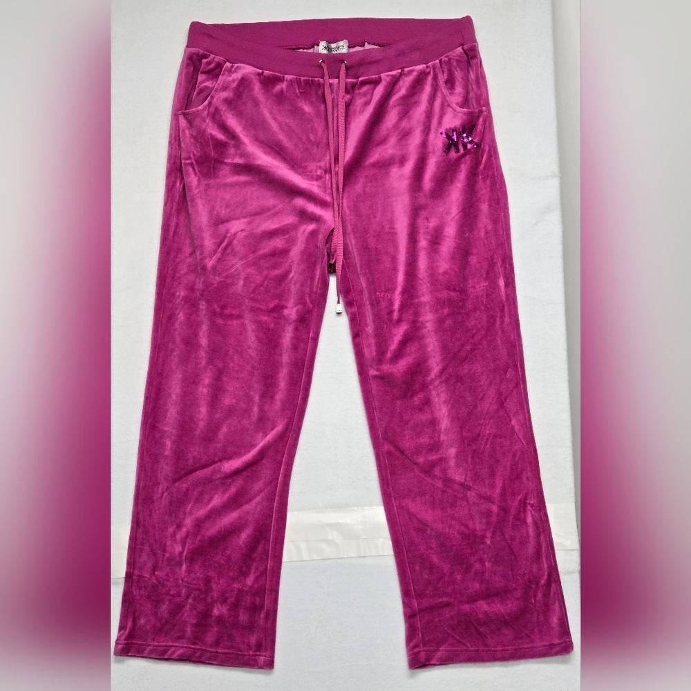 Kardashian Kurves Plus 20W Pink Velour Sweatpant Weekend Lounge Pink New